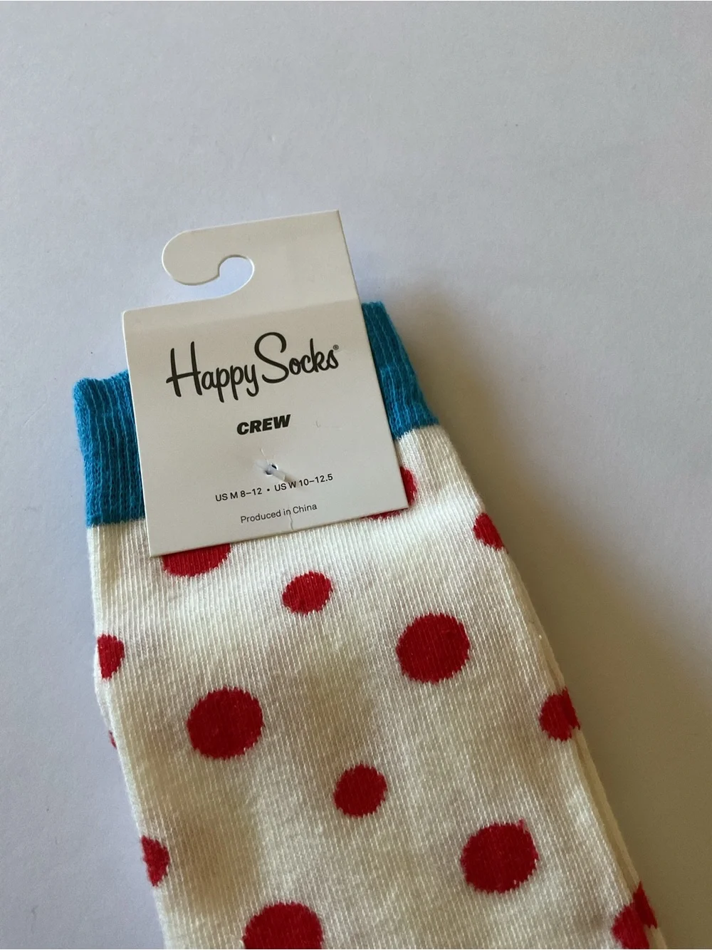 HAPPY SOCKS MENS COTTON CREW RED POLKA DOTS OS NWT